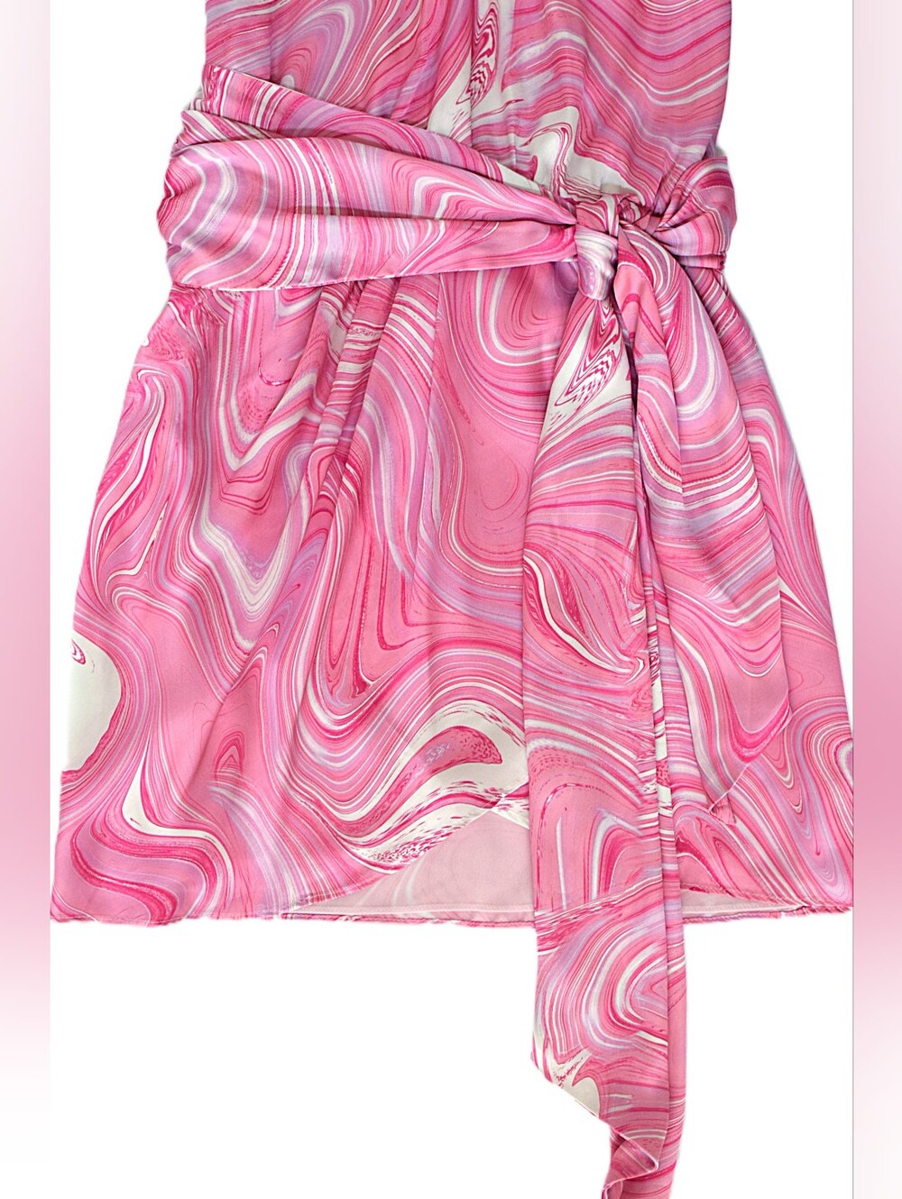 Amanda Uprichard Shauna Swirl Mini Dress Pink Halter Asymmetrical Size S Party - Picture 7 of 12